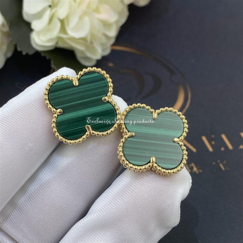 Van Cleef & Arpels VCARO3MH00 Magic Alhambra Earrings Yellow Gold Malachite Earrings 2