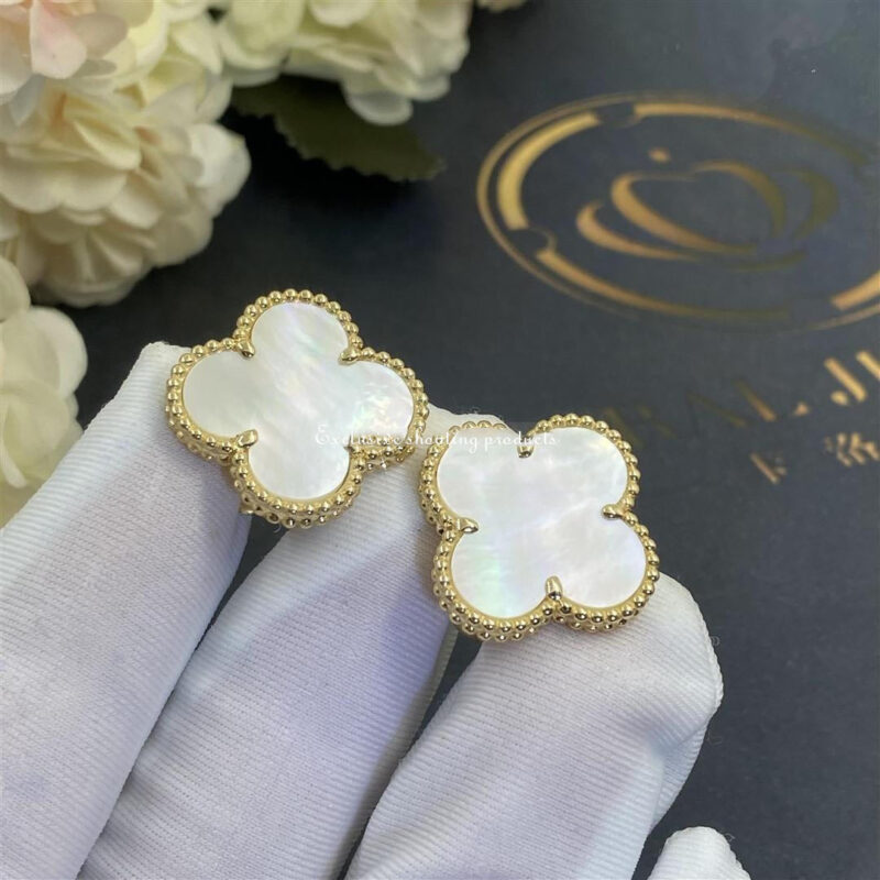 Van Cleef & Arpels VCARA43700 Magic Alhambra Earrings Yellow Gold Mother-of-pearl Earrings 5