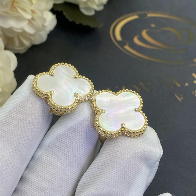 Van Cleef & Arpels VCARA43700 Magic Alhambra Earrings Yellow Gold Mother-of-pearl Earrings 4