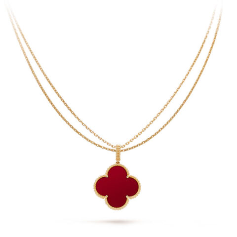 Van Cleef & Arpels VCARO49N00 Magic Alhambra long necklace 1 motif Yellow Gold Carnelian necklace 4