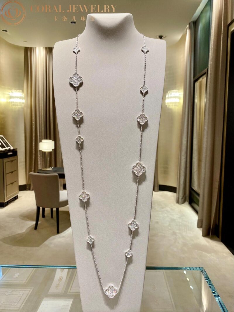 Van Cleef & Arpels VCARN9MO00 Magic Alhambra long necklace 16 motifs White gold Diamond Necklace 9