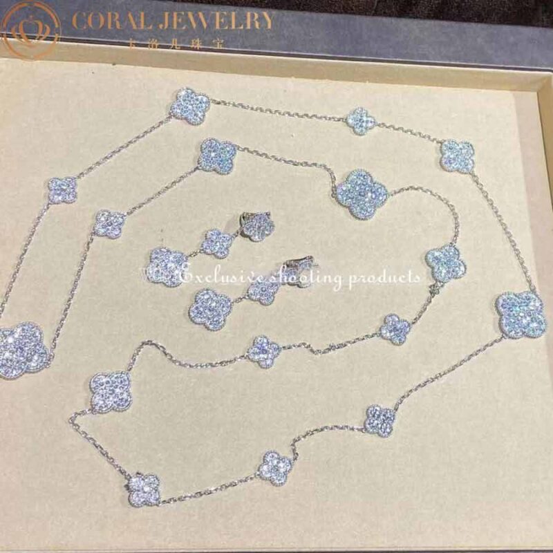 Van Cleef & Arpels VCARN9MO00 Magic Alhambra long necklace 16 motifs White gold Diamond Necklace 8