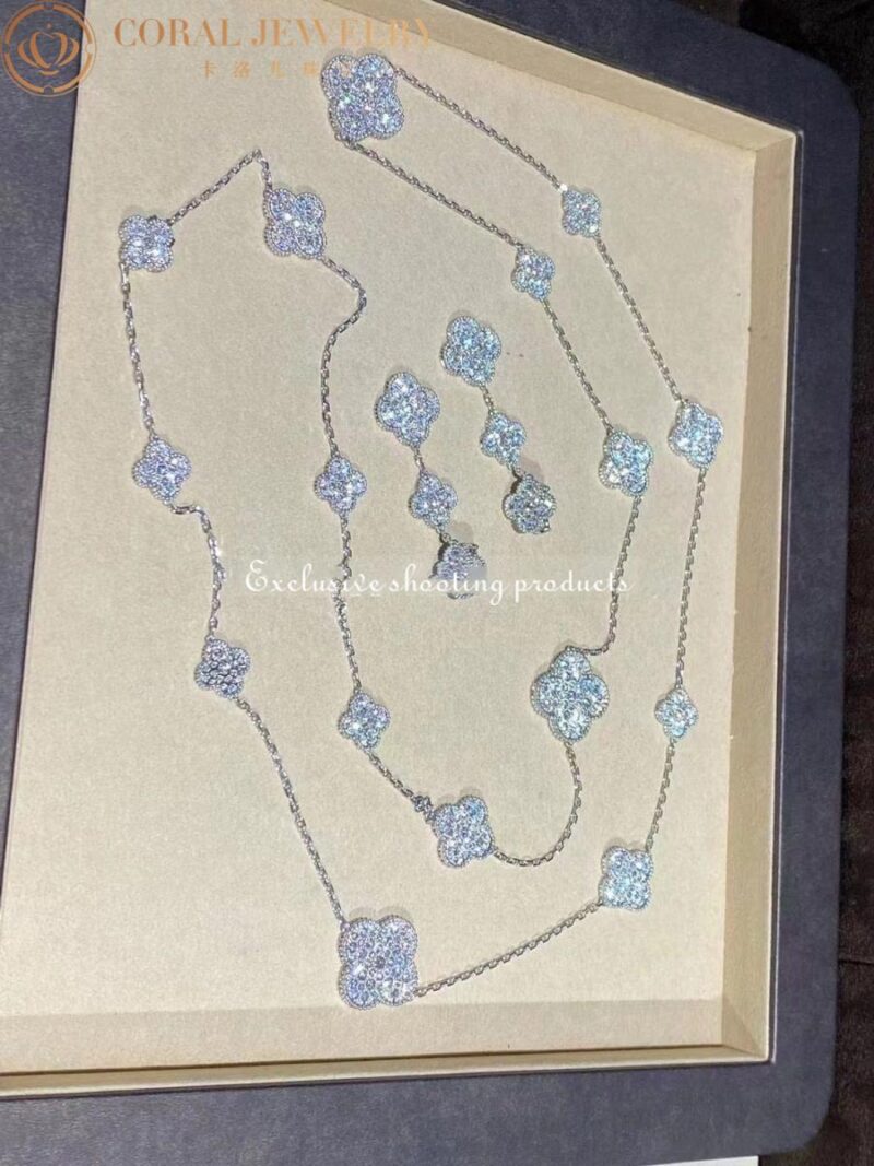 Van Cleef & Arpels VCARN9MO00 Magic Alhambra long necklace 16 motifs White gold Diamond Necklace 7