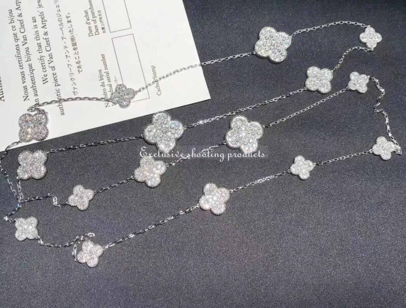 Van Cleef & Arpels VCARN9MO00 Magic Alhambra long necklace 16 motifs White gold Diamond Necklace 2