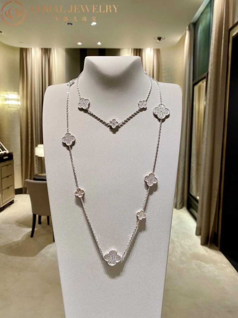 Van Cleef & Arpels VCARN9MO00 Magic Alhambra long necklace 16 motifs White gold Diamond Necklace 6