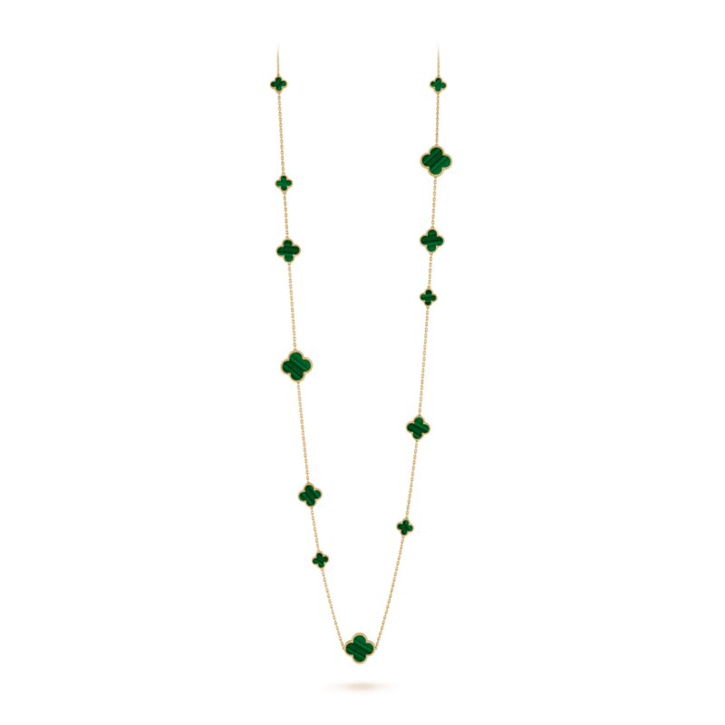 Van Cleef & Arpels VCARO2AF00 Magic Alhambra long necklace 16 motifs Yellow gold Malachite necklace 1
