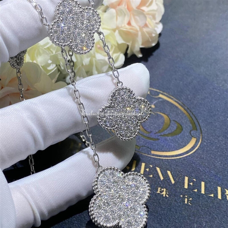 Van Cleef & Arpels VCARN9MP00 Magic Alhambra Necklace 6 Motifs White Gold Diamond Necklace 8