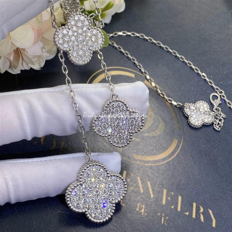 Van Cleef & Arpels VCARN9MP00 Magic Alhambra Necklace 6 Motifs White Gold Diamond Necklace 5