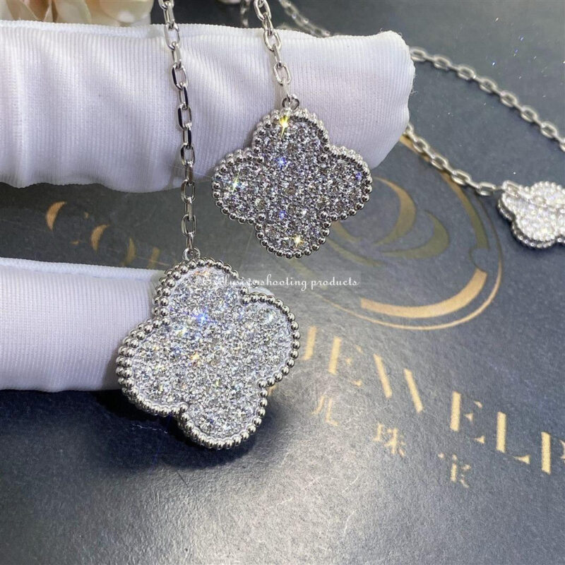 Van Cleef & Arpels VCARN9MP00 Magic Alhambra Necklace 6 Motifs White Gold Diamond Necklace 4