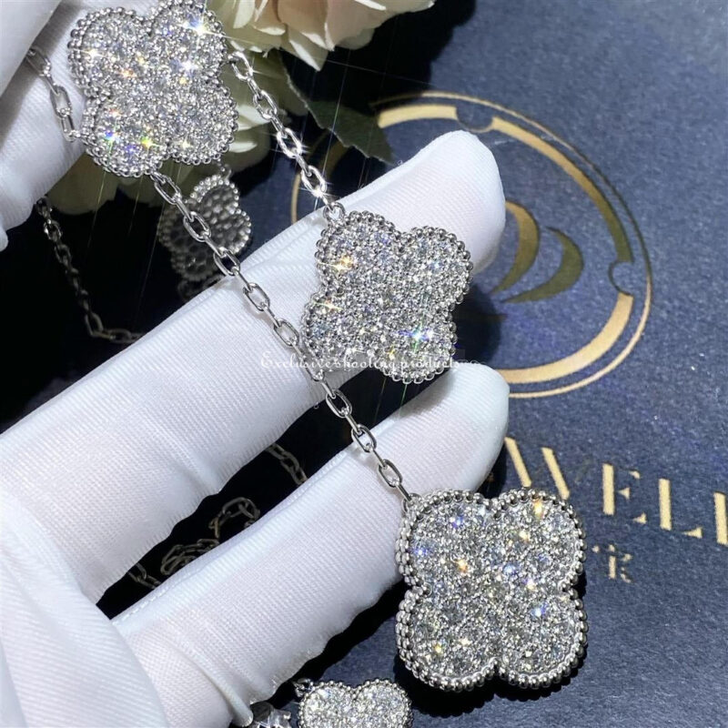 Van Cleef & Arpels VCARN9MP00 Magic Alhambra Necklace 6 Motifs White Gold Diamond Necklace 14