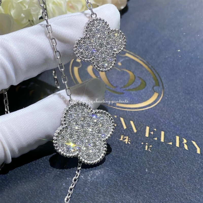 Van Cleef & Arpels VCARN9MP00 Magic Alhambra Necklace 6 Motifs White Gold Diamond Necklace 9