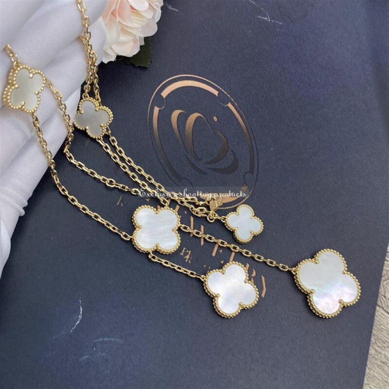 Van Cleef & Arpels VCARD79100 Magic Alhambra Necklace 6 Motifs Yellow gold Mother-of-pearl Necklace 6