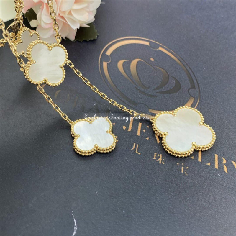 Van Cleef & Arpels VCARD79100 Magic Alhambra Necklace 6 Motifs Yellow gold Mother-of-pearl Necklace 3