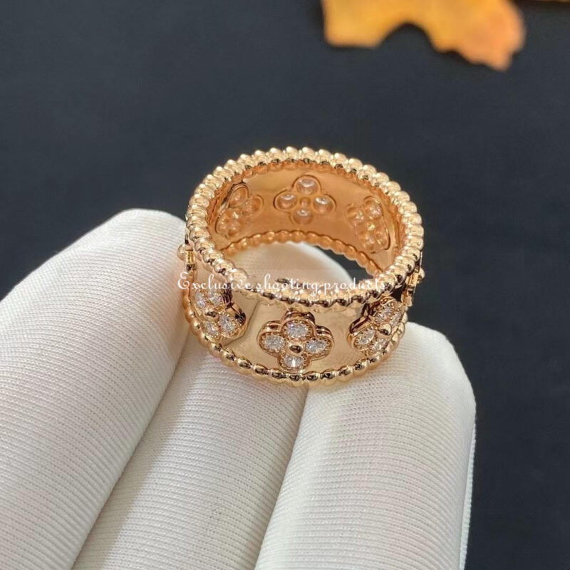 Van Cleef & Arpels VCARO9LN00 ring Perlée clovers Rose gold Diamond ring 5