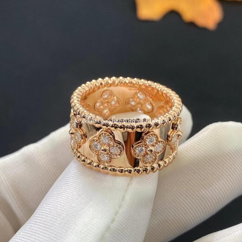 Van Cleef & Arpels VCARO9LN00 ring Perlée clovers Rose gold Diamond ring 3