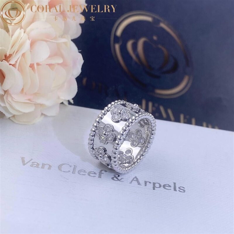 Van Cleef & Arpels VCARO9LP00 ring Perlée clovers White gold Diamond ring 6