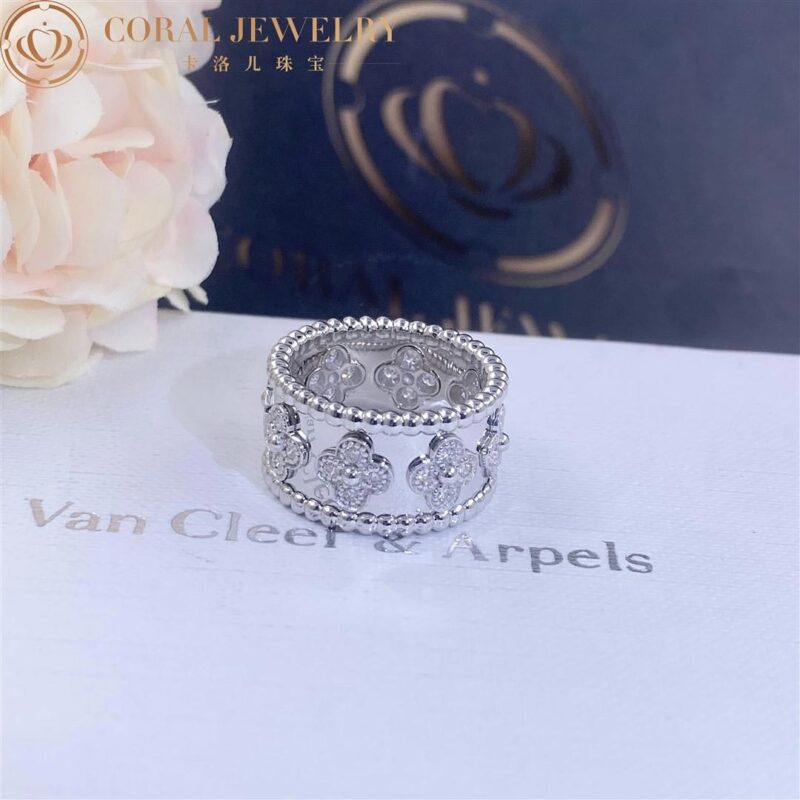 Van Cleef & Arpels VCARO9LP00 ring Perlée clovers White gold Diamond ring 5