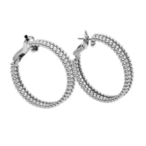 Van Cleef & Arpels Perlée Diamond hoop VCARO3YF00 earrings 1 rows White gold earrings 1