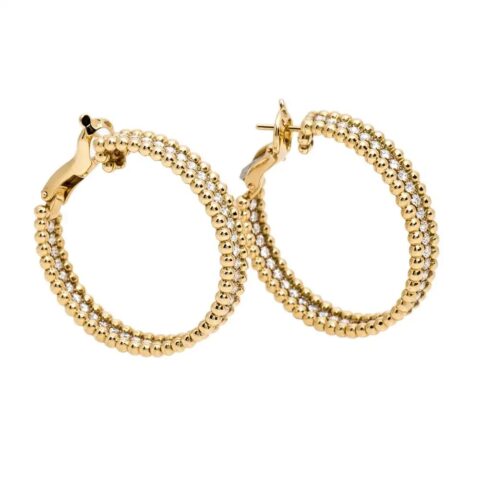 Van Cleef & Arpels VCARO3YF00 Perlée Diamond hoop earrings 1 rows yellow gold 1