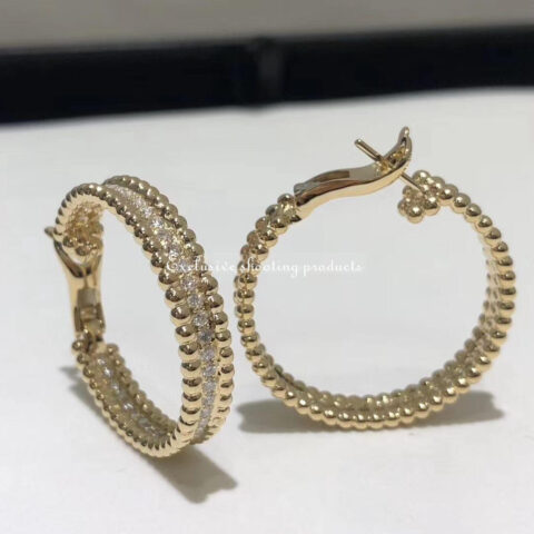 Van Cleef & Arpels VCARO3YF00 Perlée Diamond hoop earrings 1 rows yellow gold 2