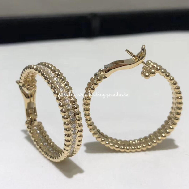 Van Cleef & Arpels VCARO3YF00 Perlée Diamond hoop earrings 1 rows yellow gold 2