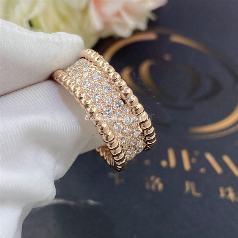 Van Cleef & Arpels VCARN9WE00 Perlée diamonds ring 3 rows Rose gold Diamond ring 6