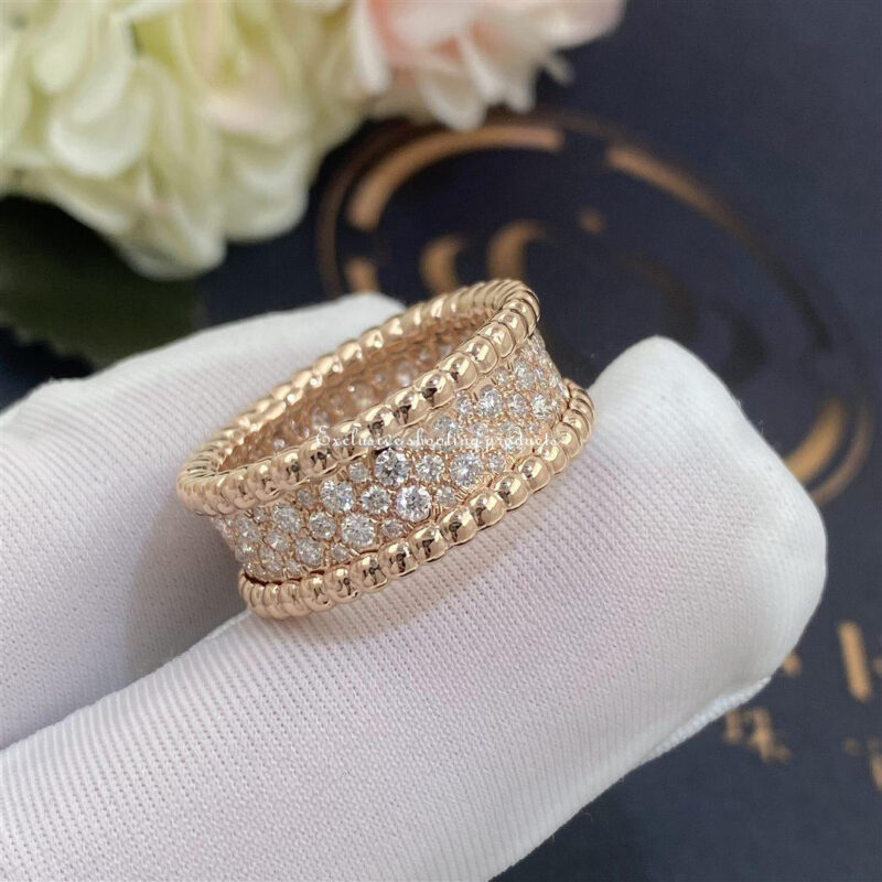 Van Cleef & Arpels VCARN9WE00 Perlée diamonds ring 3 rows Rose gold Diamond ring 4