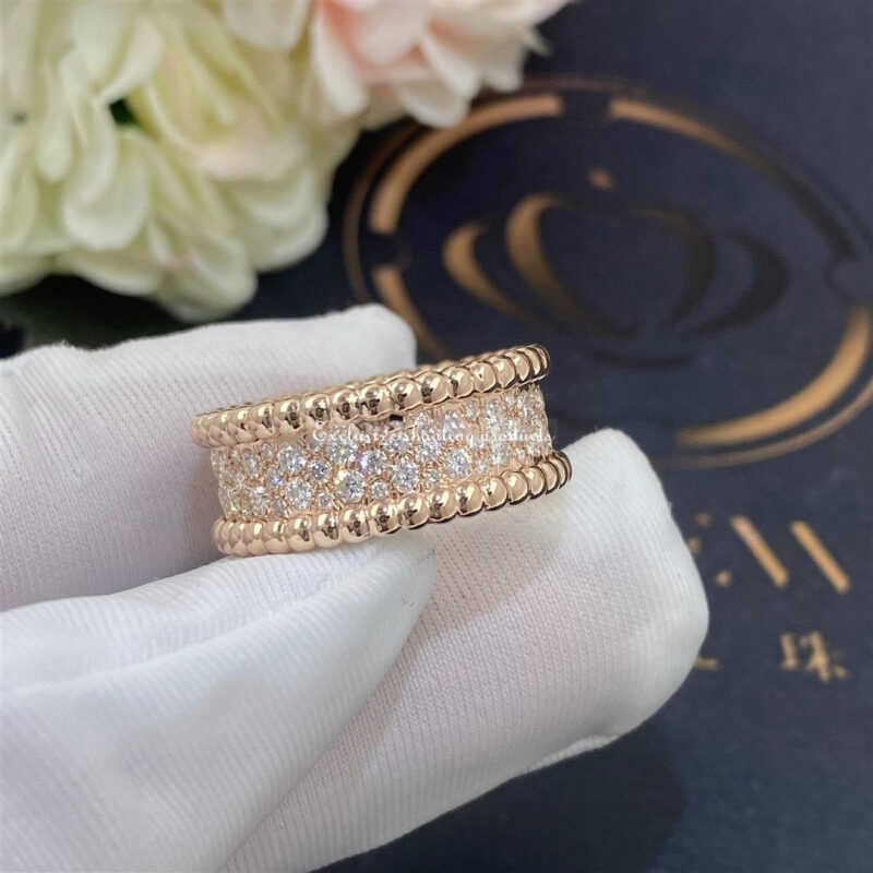 Van Cleef & Arpels VCARN9WE00 Perlée diamonds ring 3 rows Rose gold Diamond ring 3