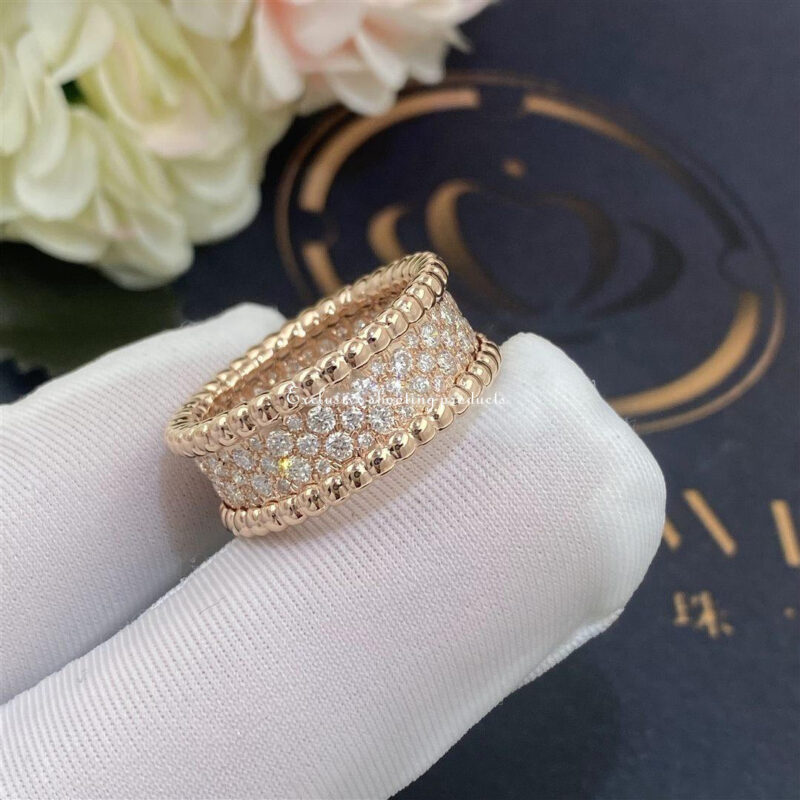 Van Cleef & Arpels VCARN9WE00 Perlée diamonds ring 3 rows Rose gold Diamond ring 2