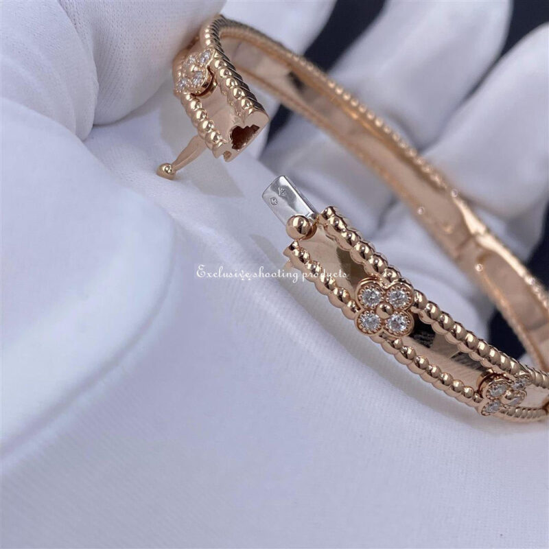 Van Cleef & Arpels VCARP6X200 Perlée sweet clovers bracelet Rose gold Diamond bracelet 5