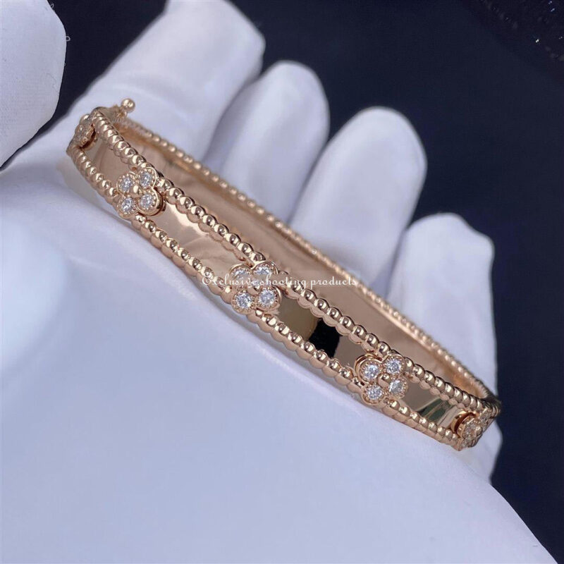 Van Cleef & Arpels VCARP6X200 Perlée sweet clovers bracelet Rose gold Diamond bracelet 4