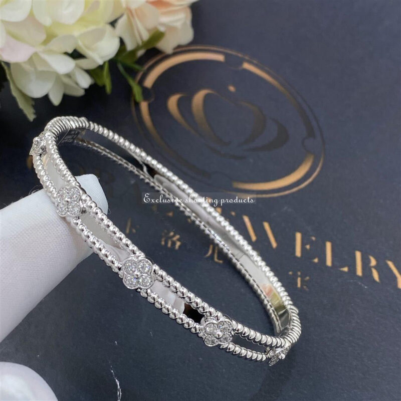 Van Cleef & Arpels VCARP6XB00 Perlée sweet clovers bracelet White gold Diamond bracelet 9