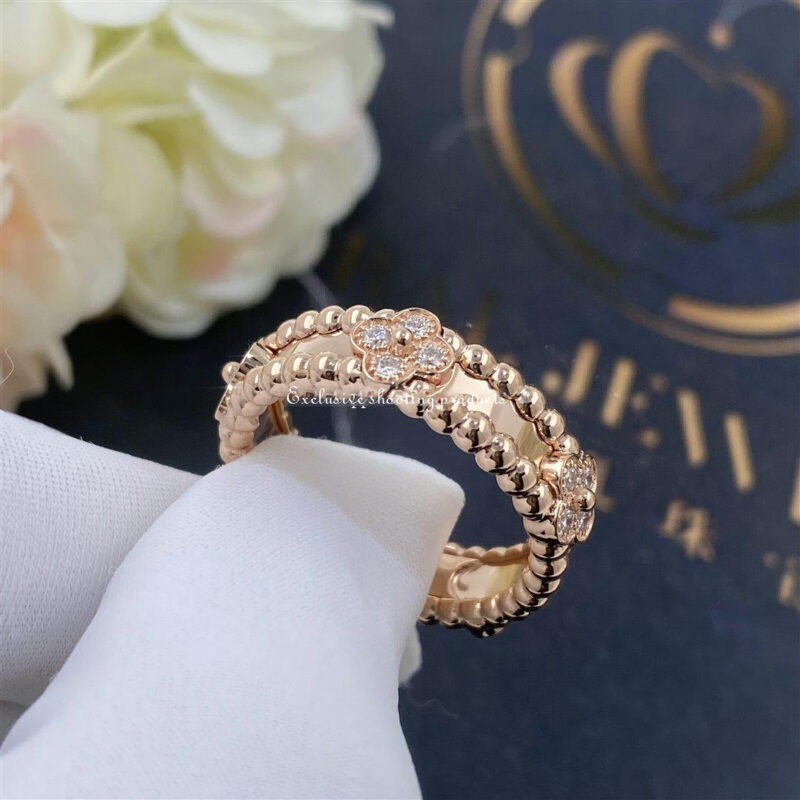 Van Cleef & Arpels VCARP6ML00 Perlée sweet clovers ring Rose gold Diamond ring 4