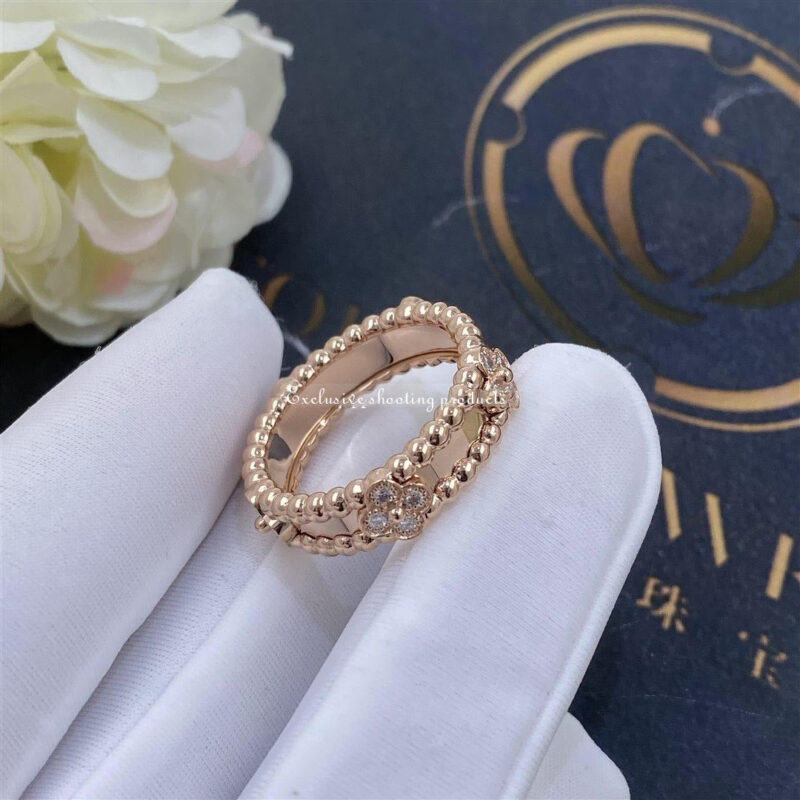 Van Cleef & Arpels VCARP6ML00 Perlée sweet clovers ring Rose gold Diamond ring 3