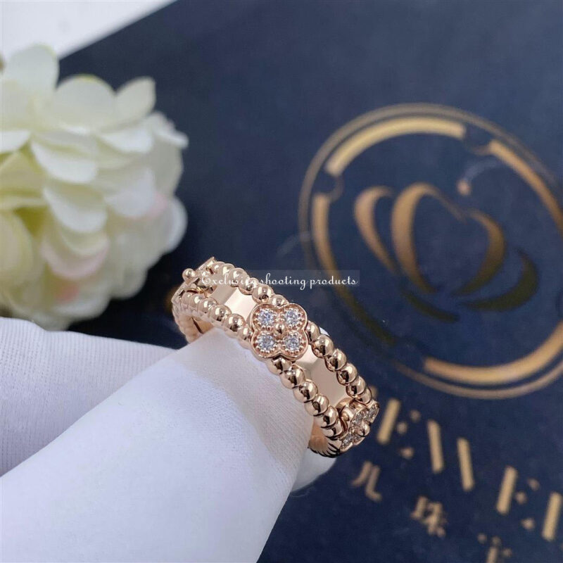 Van Cleef & Arpels VCARP6ML00 Perlée sweet clovers ring Rose gold Diamond ring 2