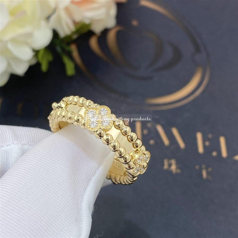 Van Cleef & Arpels VCARP6MM00 Perlée sweet clovers ring Yellow gold Diamond ring 7