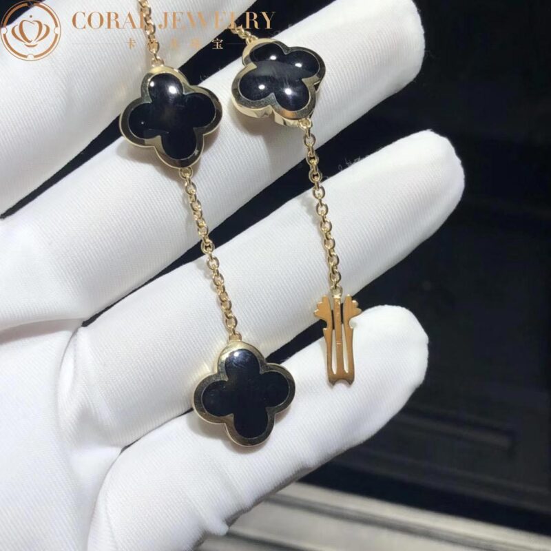 Van Cleef & Arpels VCARB13400 Pure Alhambra bracelet 4 motifs Yellow gold Onyx bracelet 6