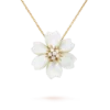 Van Cleef & Arpels VCARD30300 Rose de Noël clip pendant small model Yellow gold Diamond Mother-of-pearl Necklace 1