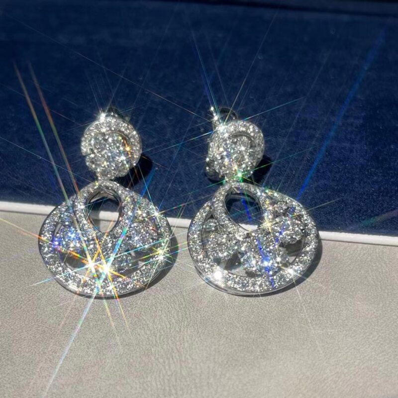 Van Cleef & Arpels VCARO3RL00 Snowflake earrings large model Platinum Diamond earrings 6
