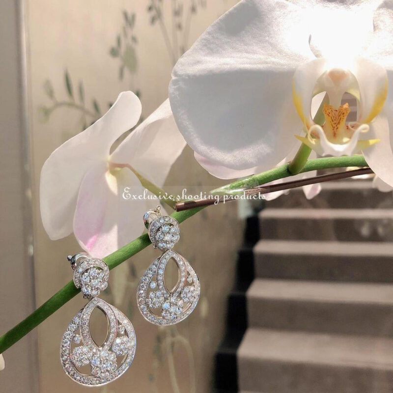 Van Cleef & Arpels VCARO3RL00 Snowflake earrings large model Platinum Diamond earrings 7