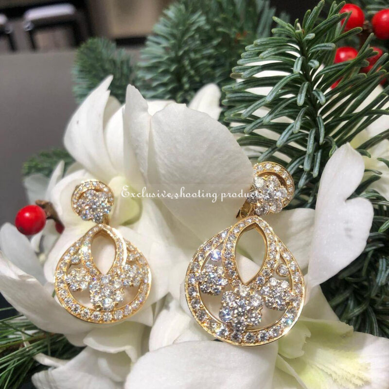 Van Cleef & Arpels VCARO3RL00 Snowflake earrings large model Platinum Diamond earrings 4