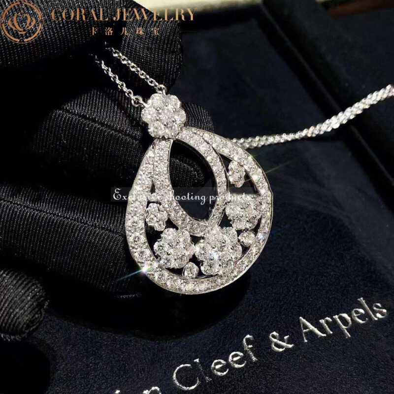 Van Cleef & Arpels VCARO3RO00 Snowflake pendant large model Platinum Diamond Necklace 4