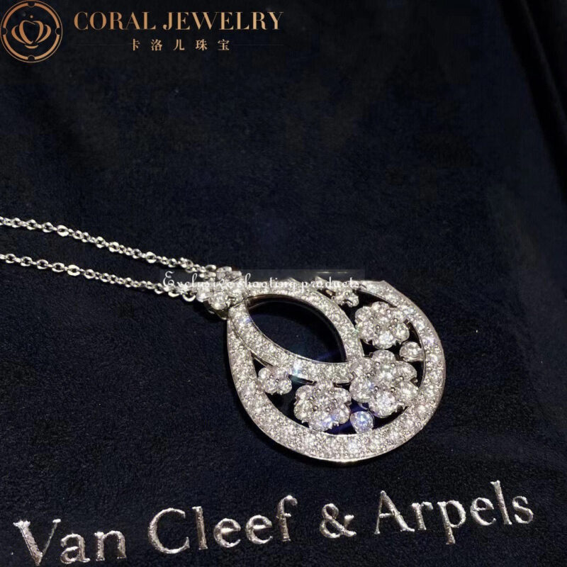Van Cleef & Arpels VCARO3RO00 Snowflake pendant large model Platinum Diamond Necklace 2