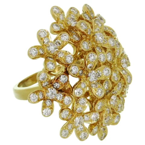Van Cleef & Arpels Socrate Bouquet Ring Diamond Yellow Gold Ring 4