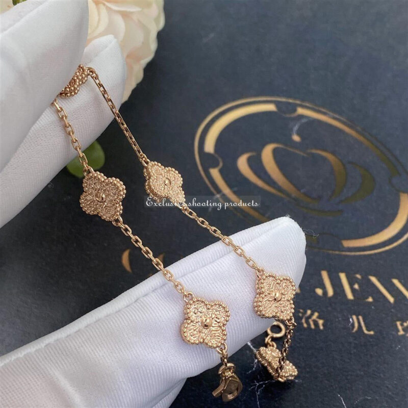 Van Cleef & Arpels VCARO8DD00 Sweet Alhambra bracelet 6 motifs Rose gold bracelet 4