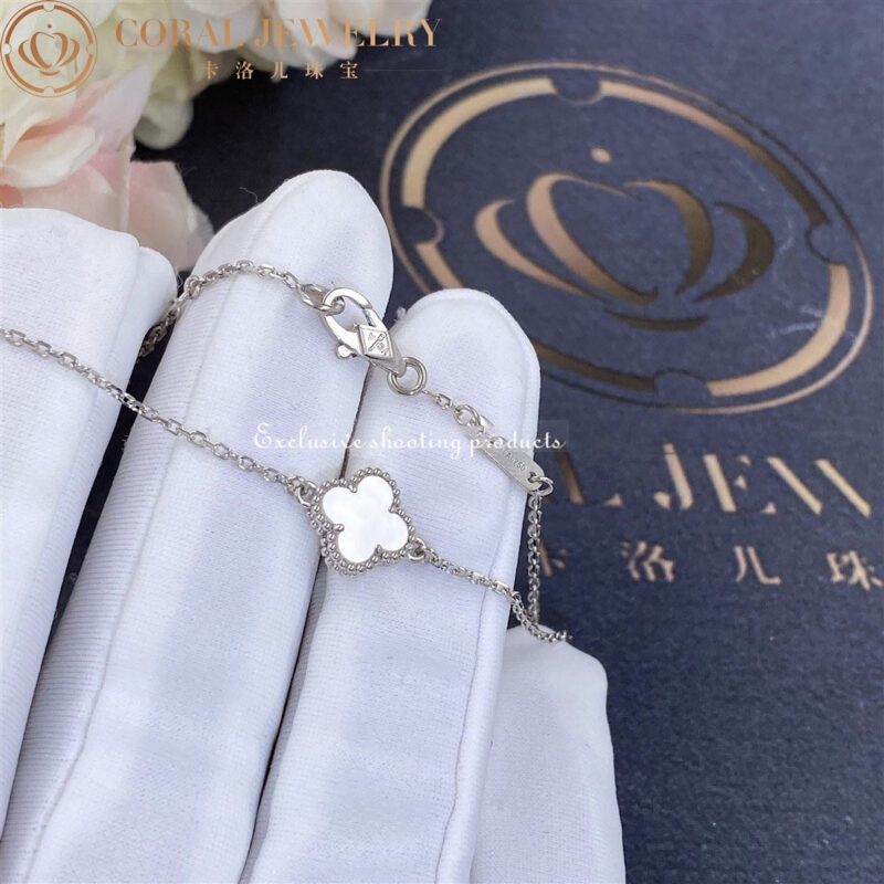 Van Cleef & Arpels VCARF68800 Sweet Alhambra bracelet White gold Mother-of-pearl bracelet 5