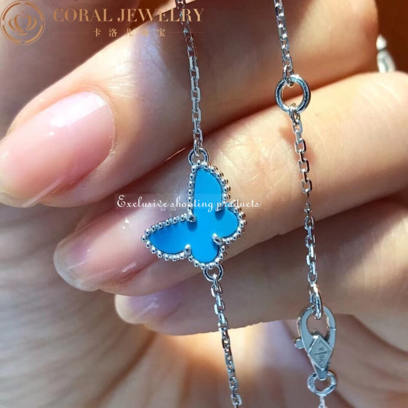 Van Cleef & Arpels VCARF80400 Sweet Alhambra butterfly bracelet White gold Turquoise bracelet 4