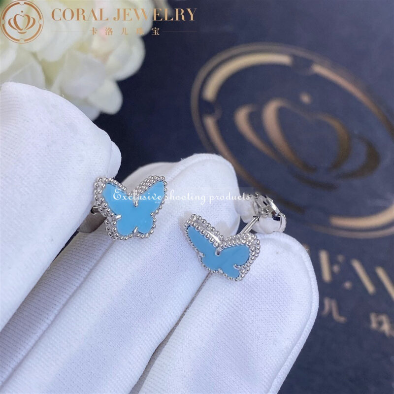 Van Cleef & Arpels VCARN5JN00 Sweet Alhambra butterfly earstuds White gold Turquoise Earrings 5