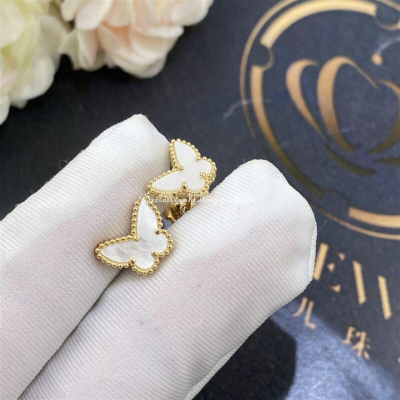 Van Cleef & Arpels VCARN5JM00 Sweet Alhambra Butterfly Earstuds Yellow Gold Mother-of-pearl Earrings 3