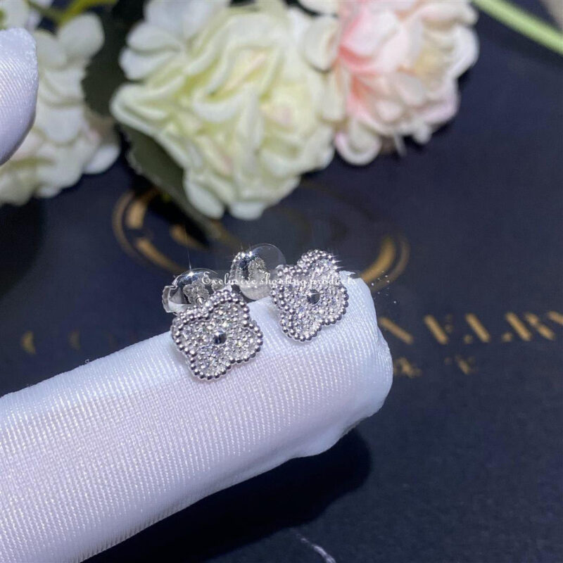 Van Cleef & Arpels VCARO85500 Sweet Alhambra Earstuds White Gold Diamond Earrings 2